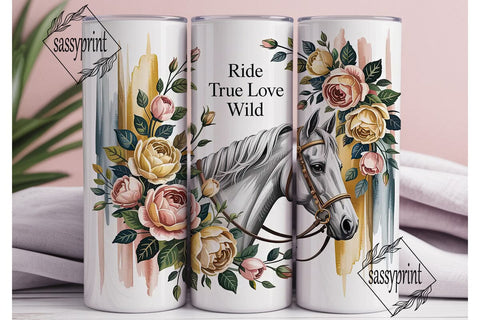 Floral Horse Tumbler Wrap PNG Sublimation sassyprint 