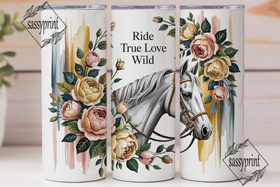 Floral Horse Tumbler Wrap PNG Sublimation sassyprint 
