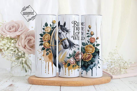 Floral Horse Tumbler Wrap PNG Sublimation sassyprint 