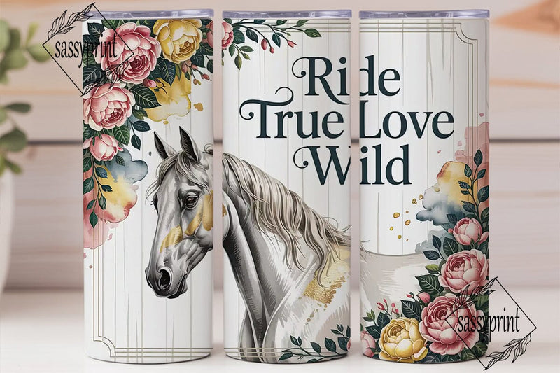 Floral Horse Tumbler Wrap PNG Sublimation sassyprint 