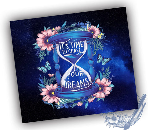 Floral Hourglass 20oz Skinny Tumbler, Chase Your Dreams Tumbler Png, Straight & Tapered Tumbler Wrap, Instant Digital Download Sublimation ToriDesigns 