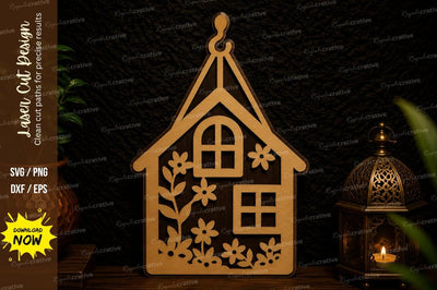 Floral House Ornament Laser Cut SVG Design SVG Regulrcrative 