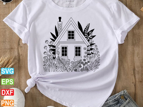 Floral House Svg, Retro House Svg, Floral House Clipart SVG Creativeart88 