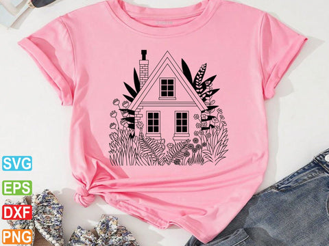 Floral House Svg, Retro House Svg, Floral House Clipart SVG Creativeart88 