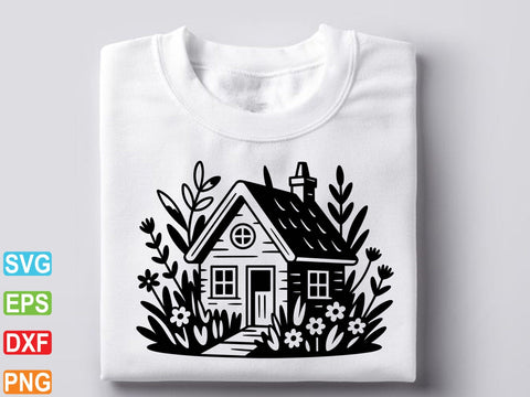 Floral House Svg, Retro House Svg, Floral House Clipart SVG Creativeart88 