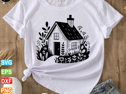 Floral House Svg, Retro House Svg, Floral House Clipart SVG Creativeart88 