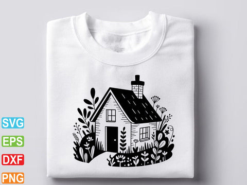 Floral House Svg, Retro House Svg, Floral House Clipart SVG Creativeart88 