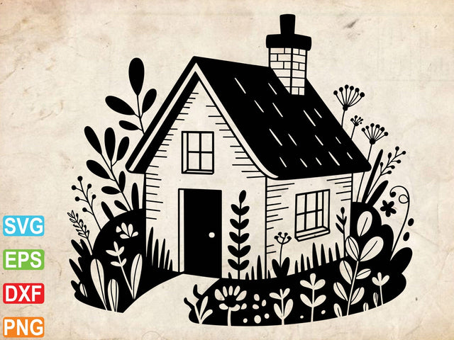 Floral House Svg, Retro House Svg, Floral House Clipart SVG Creativeart88 