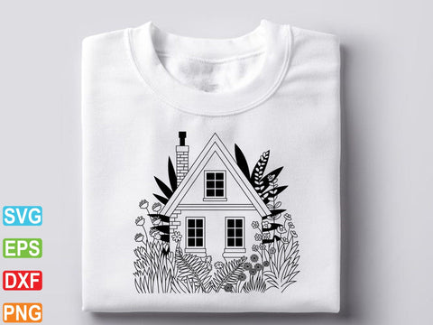 Floral House Svg, Retro House Svg, Floral House Clipart SVG Creativeart88 