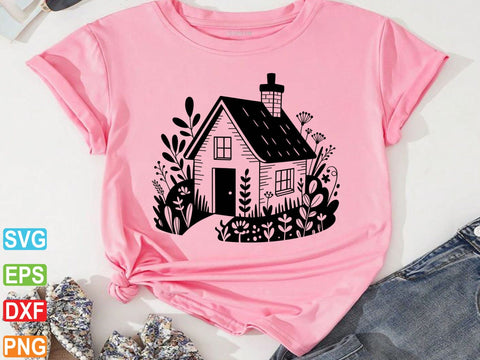 Floral House Svg, Retro House Svg, Floral House Clipart SVG Creativeart88 