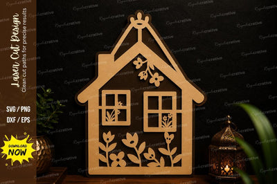 Floral House Wall Art Laser Cut SVG SVG Regulrcrative 