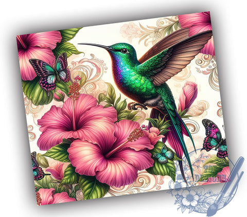 Floral Hummingbird 20oz Skinny Tumbler, Hummingbird Sublimation Tumbler Png, Straight & Tapered Tumbler Wrap, Instant Digital Download Sublimation ToriDesigns 