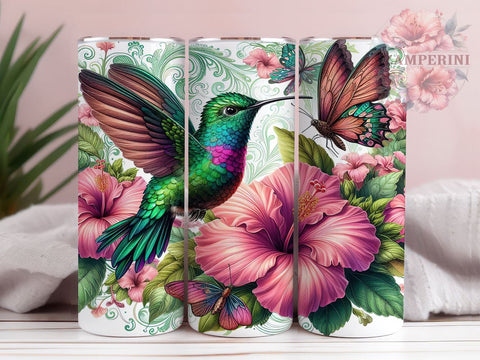 Floral Hummingbird 20oz Tumbler Wrap PNG, Hummingbird Tumbler Png, Straight & Tapered Tumbler Wrap, Instant Digital Download Sublimation Li Zamperini 