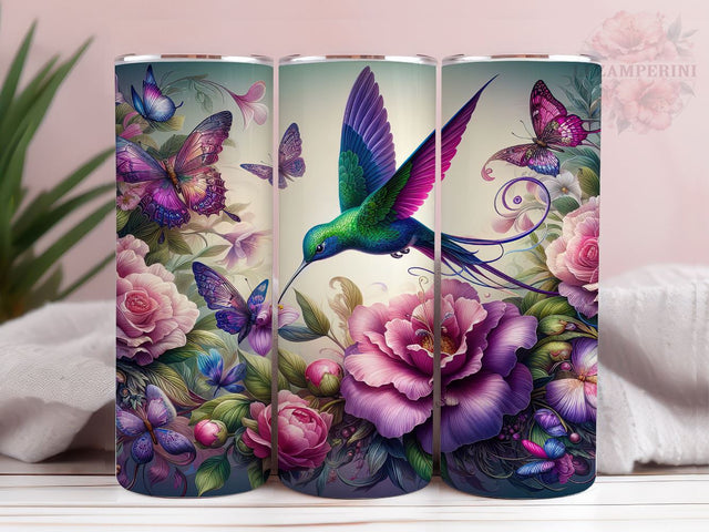 Floral Hummingbird 20oz Tumbler Wrap PNG, Hummingbird Tumbler Png, Straight & Tapered Tumbler Wrap, Instant Digital Download Sublimation Li Zamperini 
