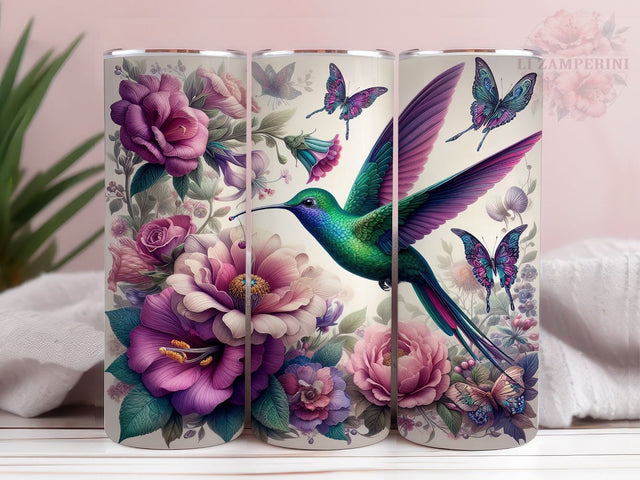Floral Hummingbird 20oz Tumbler Wrap PNG, Hummingbird Tumbler Png, Straight & Tapered Tumbler Wrap, Instant Digital Download Sublimation Li Zamperini 