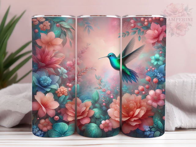 Floral Hummingbird 20oz Tumbler Wrap PNG, Hummingbird Tumbler Png, Straight & Tapered Tumbler Wrap, Instant Digital Download Sublimation Li Zamperini 