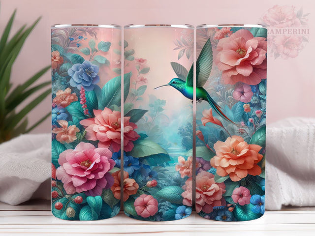 Floral Hummingbird 20oz Tumbler Wrap PNG, Hummingbird Tumbler Png, Straight & Tapered Tumbler Wrap, Instant Digital Download Sublimation Li Zamperini 
