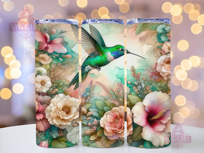 Floral Hummingbird 20oz Tumbler Wrap Sublimation Design, Straight Tapered Tumbler Wrap, Hummingbird Tumbler Png, Instant Digital Download Sublimation SvggirlplusArt 