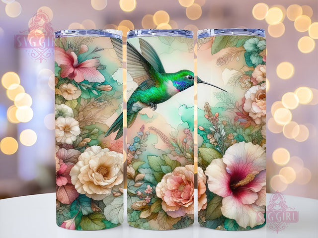 Floral Hummingbird 20oz Tumbler Wrap Sublimation Design, Straight Tapered Tumbler Wrap, Hummingbird Tumbler Png, Instant Digital Download Sublimation SvggirlplusArt 