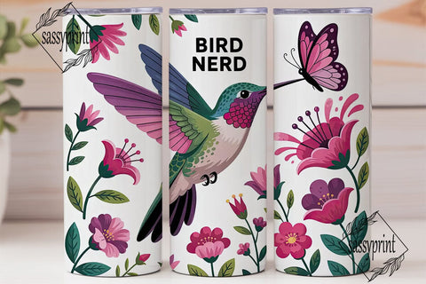 Floral Hummingbird 20oz Tumbler Wrap Sublimation sassyprint 