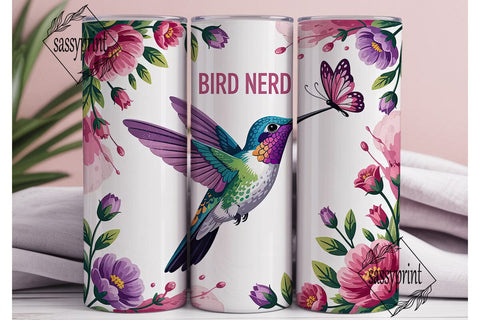Floral Hummingbird 20oz Tumbler Wrap Sublimation sassyprint 