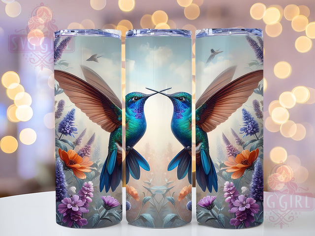 Floral Hummingbird Nature Tumbler, Nature Tumbler Design, Bird Floral Tumbler, 20oz Skinny Tumbler, Sublimation Tumbler Design, Garden Bird Wrap, Floral Bird Tumbler Sublimation SvggirlplusArt 