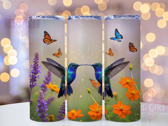 Floral Hummingbird Nature Tumbler, Nature Tumbler Design, Bird Floral Tumbler, 20oz Skinny Tumbler, Sublimation Tumbler Design, Garden Bird Wrap, Floral Bird Tumbler Sublimation SvggirlplusArt 