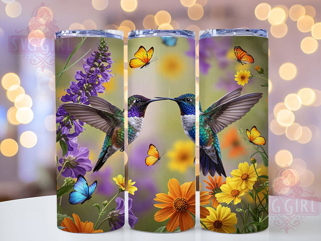 Floral Hummingbird Nature Tumbler, Nature Tumbler Design, Bird Floral Tumbler, 20oz Skinny Tumbler, Sublimation Tumbler Design, Garden Bird Wrap, Floral Bird Tumbler Sublimation SvggirlplusArt 