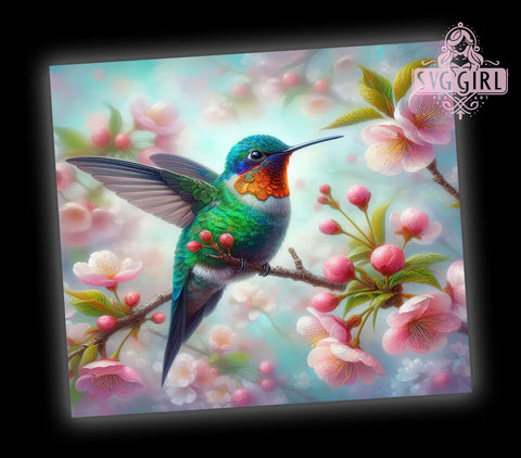 Floral Hummingbird Tumbler Wrap, Hummingbird Tumbler, Flower Design, 20oz Wrap, Sublimation Design, Nature Drinkware, Floral Cup, Bird Lover Gift Sublimation SvggirlplusArt 