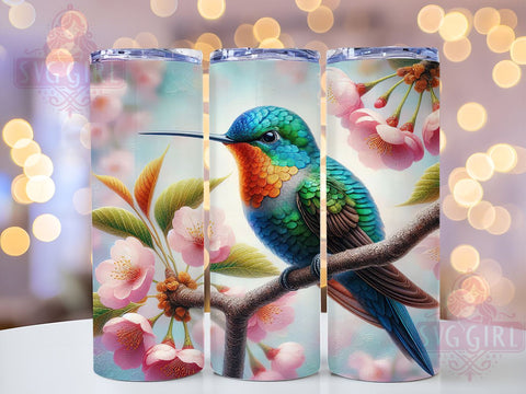 Floral Hummingbird Tumbler Wrap, Hummingbird Tumbler, Flower Design, 20oz Wrap, Sublimation Design, Nature Drinkware, Floral Cup, Bird Lover Gift Sublimation SvggirlplusArt 