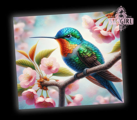 Floral Hummingbird Tumbler Wrap, Hummingbird Tumbler, Flower Design, 20oz Wrap, Sublimation Design, Nature Drinkware, Floral Cup, Bird Lover Gift Sublimation SvggirlplusArt 