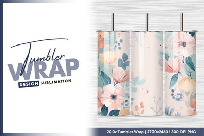 Floral illustration vector background tumbler png Sublimation Regulrcrative 
