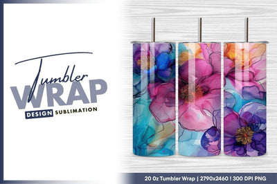 Floral ink painting watercolor colorful vibrant design Sublimation Regulrcrative 