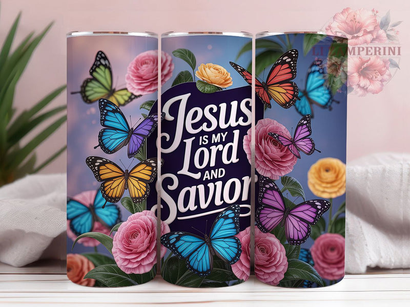 Floral Jesus Butterfly Tumbler, Easter Butterfly Tumbler, Lord and Savior Wrap, Stylish 20oz Wrap, Sublimation Design, Trendy Gift Idea, Inspirational Christian Tumbler Sublimation Li Zamperini 