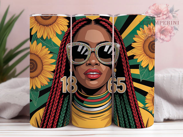 Floral Juneteenth Afro Woman Tumbler, Afro Woman, Black Freedom, Floral Art, Cultural Pride, 20Oz Tumbler, Sublimation Wrap Sublimation Li Zamperini 