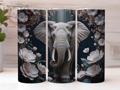 Floral Jungle Elephant Tumbler, Jungle Flower Tumbler, 20oz Tumbler Wrap, Sublimation Design, Animal Lover Gift, Exotic Elephant Wrap, Nature Inspired Tumbler Sublimation Lara' s Designs 