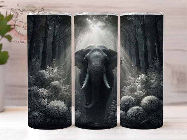 Floral Jungle Elephant Tumbler, Jungle Flower Tumbler, 20oz Tumbler Wrap, Sublimation Design, Animal Lover Gift, Exotic Elephant Wrap, Nature Inspired Tumbler Sublimation Lara' s Designs 