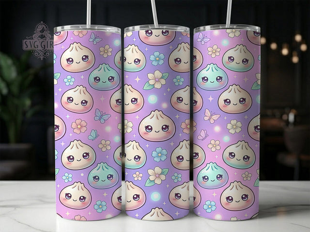 Floral Kawaii Dumpling Pastel 20oz Tumbler, Kawaii Dumpling PNG, Pastel Dumpling Wrap, Cute Dumpling Tumbler, Kawaii Food Tumbler, Floral Tumbler Wrap, 20oz Tumbler Sublimation, Cute Food Art Sublimation SvggirlplusArt 