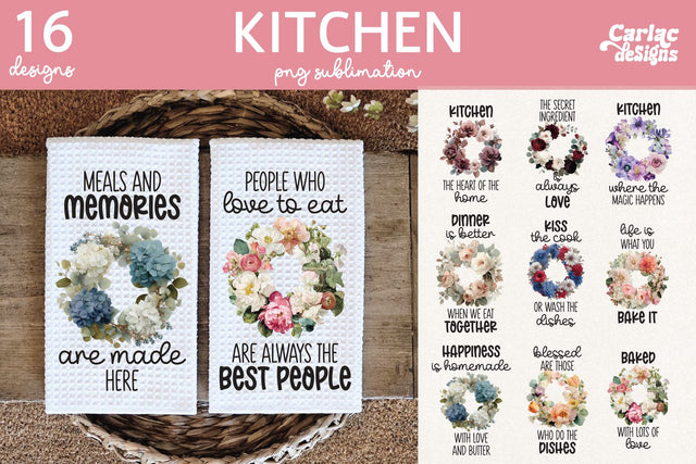 Floral Kitchen Towel Sublimation Sublimation Carla C Designs 