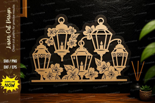 Floral Lantern Cluster Laser Cut Svg Design SVG Regulrcrative 