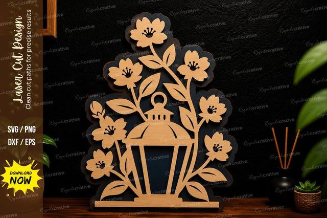 Floral Lantern Decor Laser Cut Svg Design SVG Regulrcrative 
