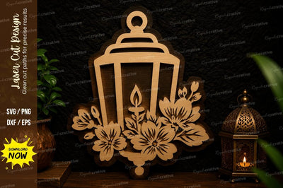 Floral Lantern Frame Laser Cut Svg Design SVG Regulrcrative 