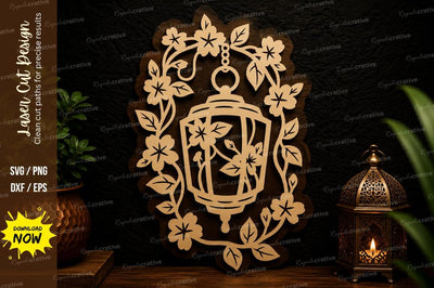 Floral Lantern Frame Laser Cut Svg Design SVG Regulrcrative 