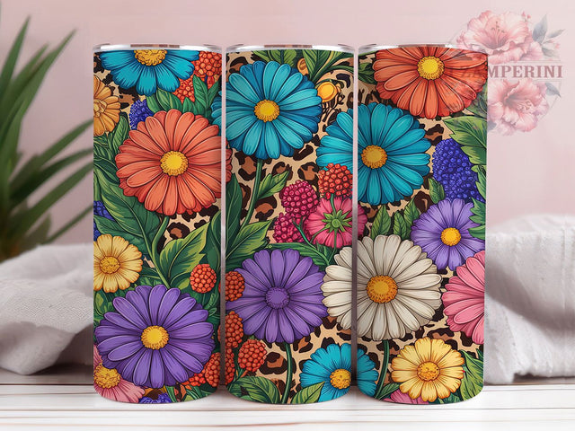 Floral Leopard 20oz Tumbler Wrap, Leopard Print Tumbler, Animal Print Tumbler, 20oz Tumbler Design, Floral Leopard Tumbler, Sublimation Tumbler Wrap, Nature Print Tumbler Sublimation Li Zamperini 