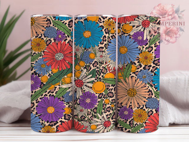 Floral Leopard 20oz Tumbler Wrap, Leopard Print Tumbler, Animal Print Tumbler, 20oz Tumbler Design, Floral Leopard Tumbler, Sublimation Tumbler Wrap, Nature Print Tumbler Sublimation Li Zamperini 