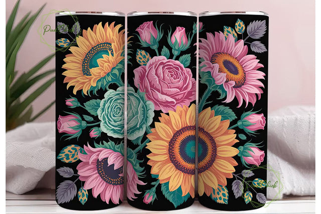 Floral Leopard 20oz Tumbler Wrap Sublimation PixelChick 