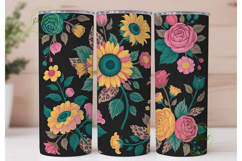 Floral Leopard 20oz Tumbler Wrap Sublimation PixelChick 