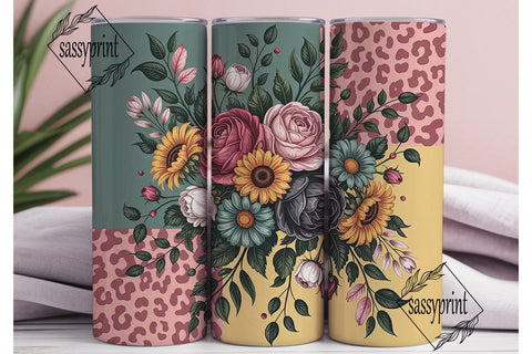 Floral Leopard 20oz Tumbler Wrap Sublimation sassyprint 