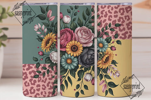 Floral Leopard 20oz Tumbler Wrap Sublimation sassyprint 