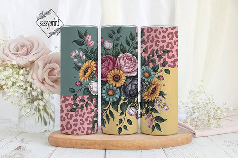 Floral Leopard 20oz Tumbler Wrap Sublimation sassyprint 